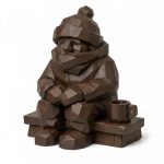 Wood Carved-Like Porch in Winter Figurine - Black Walnut Finish - 3D Printed in Canada (Black Walnut)