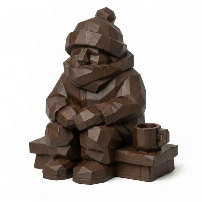 Wood Carved-Like Porch in Winter Figurine - Black Walnut Finish - 3D Printed in Canada (Black Walnut)
