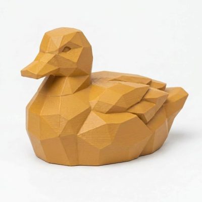 Wood Carved-Like Mallard Duck Figurine - Unique Desk Decor for Adults – 3D Printed in Canada - 3D Printed in Canada (Ochre Yellow)