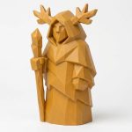 Wood Carved-Like Forest Guardian Figurine in Ochre Yellow Finish - 3D Printed in Canada (Ochre Yellow)