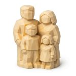 Wood Carved-Like Family of Four Figurine - Unique Desk Decor for Collectors – 3D Printed in Canada - 3D Printed in Canada (White Oak)