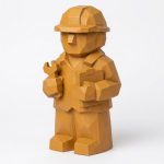 Wood Carved Engineer Collectible Figurine in Ochre Yellow Finish - 3D Printed in Canada (Ochre Yellow)