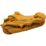 Wood-Carved-Style Peeking Alligator Figurine in Ochre Yellow Finish - 3D Printed in Canada (Ochre Yellow)