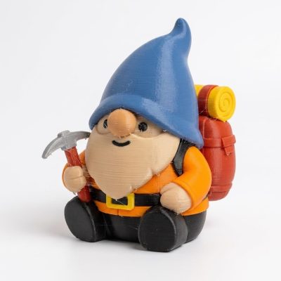 Mountaineer Gnome Collectible Figurine - Detailed Bearded Gnome with Pickaxe and Backpack for Shelf Display - Unique Gift for Adults - 3D Printed in Canada