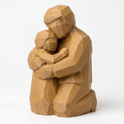 Wood Carved-Like Sacred Bond Figurine - Unique Desk Decor for Adults 3D Printed in Canada - 3D Printed in Canada (Classic Birch)
