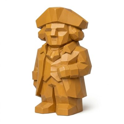 Wood Carved George Washington Collectible Figurine in Ochre Yellow Finish - 3D Printed in Canada (Ochre Yellow)