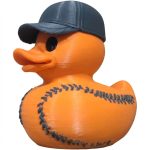 Softball Duck Collectible Figurine - Striking Orange Sports Accent for Desk Decor or Gift Display - 3D Printed in Canada