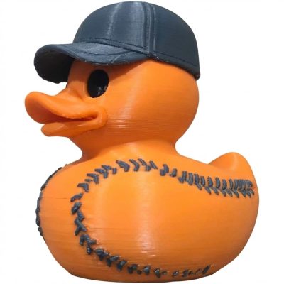 Softball Duck Collectible Figurine - Striking Orange Sports Accent for Desk Decor or Gift Display - 3D Printed in Canada