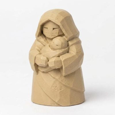 Wood Carved-Like Protective Charm Figurine in White Oak Finish - 3D Printed in Canada (White Oak)