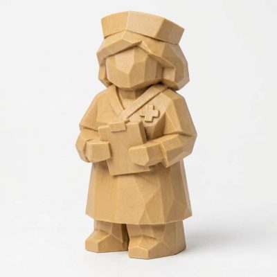 Wood Carved-Like Nurse Figurine - Unique Desk Decor for Adults 3D Printed in Canada - 3D Printed in Canada (Classic Birch)