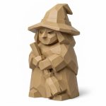 Wood Carved-Like Halloween Witch Figurine - Unique Desk Decor for Adults 3D Printed in Canada - 3D Printed in Canada (Classic Birch)