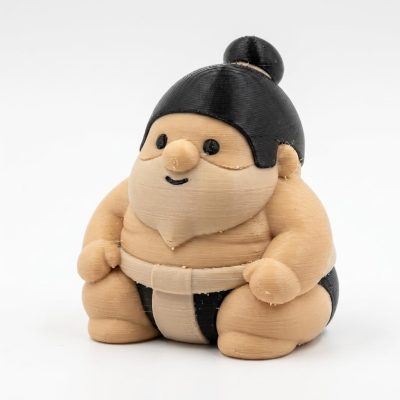 Sumo Gnome Collectible Figurine - Handcrafted Detailed Desk Accent in Black and Beige for Home or Office Decor - Unique Gift for Collectors and Enthusiasts - 3D Printed in Canada