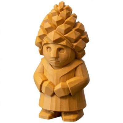 Wood Carved Pine Cone Figurine in Ochre Yellow Finish - 3D Printed in Canada (Ochre Yellow)