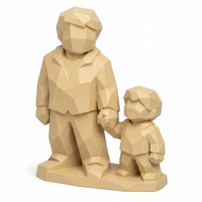 Wood Carved-Like Hand in Hand Figurine - Artisan Aesthetic for Unique Desk Decor - 3D Printed in Canada (White Oak)