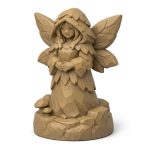 Wood Carved-Like Moss Fairy Figurine - Unique Desk Decor for Adults 3D Printed in Canada - 3D Printed in Canada (Classic Birch)