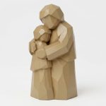 Wood Carved-Like Protective Embrace Figurine - Unique Desk Decor for Adults 3D Printed in Canada - 3D Printed in Canada (Classic Birch)