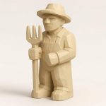 Wood Carved Country Life Collectible Figurine in White Oak Finish - 3D Printed in Canada (White Oak)