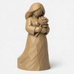 Wood Carved-Like Mother's Day Rose Figurine - Unique Desk Decor for Adults 3D Printed in Canada - 3D Printed in Canada (Classic Birch)
