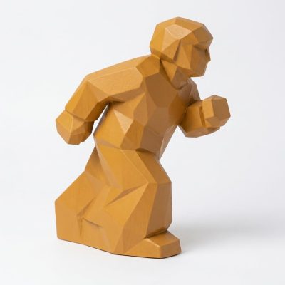 Wood Carved Forward Motion Collectible Figurine in Ochre Yellow Finish - 3D Printed in Canada (Ochre Yellow)