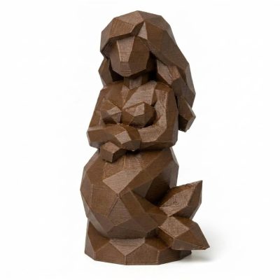 Wood Carved-Like Mermaid Figurine - Unique Desk Decor for Adults – 3D Printed in Canada - 3D Printed in Canada (Black Walnut)