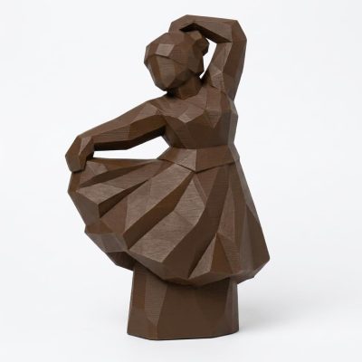 Wood-Carved Dancer Collectible Figurine in Black Walnut Finish - 3D Printed in Canada (Black Walnut)