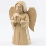 Wood Carved Angel Figurine in Prayer Pose - Wood-Tone Finish in White Oak - 3D Printed in Canada (White Oak)