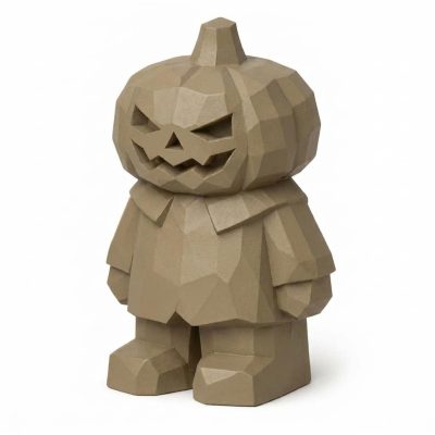 Wood Carved-Like Pumpkin Figurine - Unique Desk Decor for Adult Collectors 3D Printed in Canada - 3D Printed in Canada (Classic Birch)