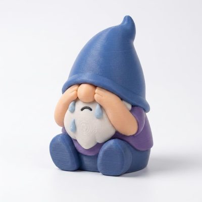 Regret Gnome Collectible Figurine - Detailed Bearded Garden Gnome with Blue Hat for Unique Desk Decor - Eye-Catching Office Accent - 3D Printed in Canada