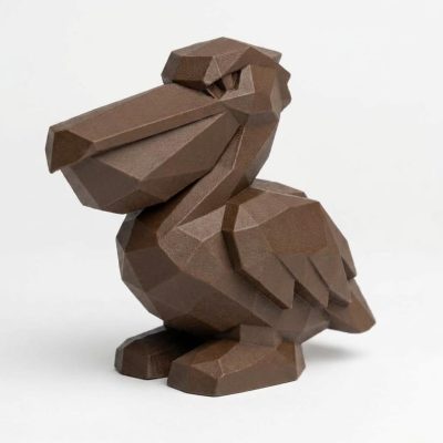 Wood Carved-Like Pelican Figurine - Unique Desk Decor for Adults – 3D Printed in Canada - 3D Printed in Canada (Black Walnut)