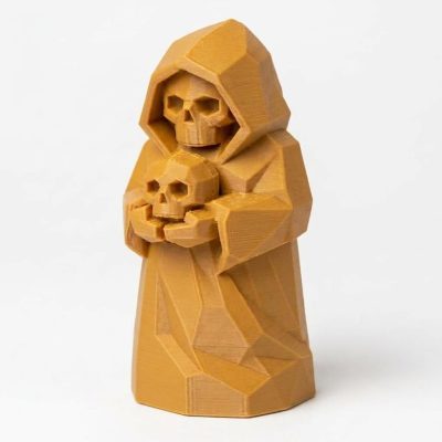 Wood Carved-Like What Remains Figurine in Ochre Yellow Finish - 3D Printed in Canada (Ochre Yellow)