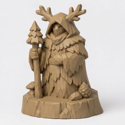 Wood Carved Edge of the Forest Collectible Figurine - Unique Desk Decor for Adults 3D Printed in Canada - 3D Printed in Canada (Classic Birch)