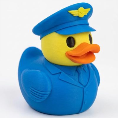 Aircraft Pilot Duck Figurine - Unique Desk Decor for Aviation Enthusiasts - 3D Printed in Canada (Ocean Blue)