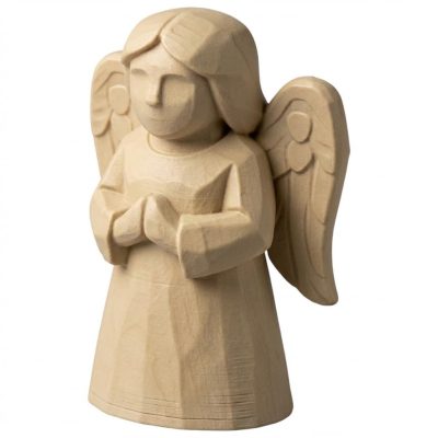 Wood Carved Angel Figurine in White Oak Finish - 3D Printed in Canada (White Oak)
