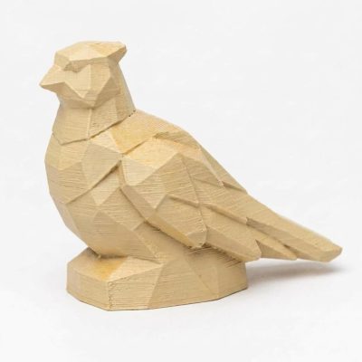Wood Carved-Like Pheasant Figurine - Unique Desk Decor for Adults – 3D Printed in Canada - 3D Printed in Canada (White Oak)