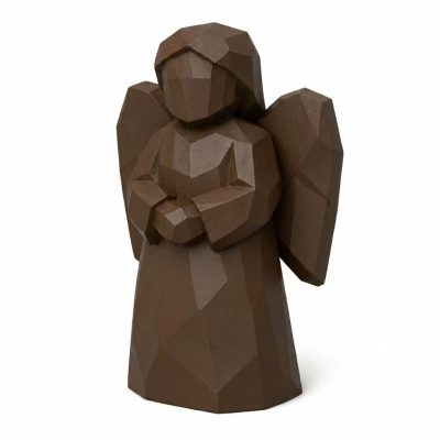 Wood Carved Angel of Quiet Presence Collectible Figurine in Black Walnut Finish - 3D Printed in Canada (Black Walnut)