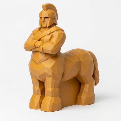 Wood Carved-Like Centaur Figurine - Unique Desk Decor for Adults – 3D Printed in Canada - 3D Printed in Canada (Ochre Yellow)