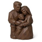 Wood Carved Family Unity Collectible Figurine in Black Walnut Finish - 3D Printed in Canada (Black Walnut)