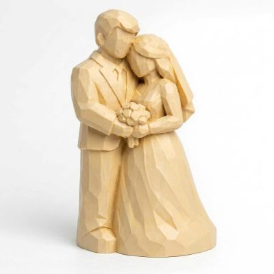 Wood Carved-Like Our Wedding Figurine - Unique Desk Decor for Adults – 3D Printed in Canada - 3D Printed in Canada (White Oak)