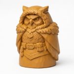 Wood Carved-Like Owl of the North Figurine in Ochre Yellow Finish - 3D Printed in Canada (Ochre Yellow)