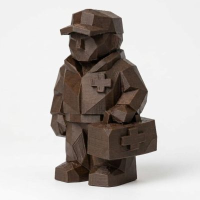 Wood Carved-Like Paramedic Figurine - Unique Desk Decor for Adults – 3D Printed in Canada - 3D Printed in Canada (Black Walnut)
