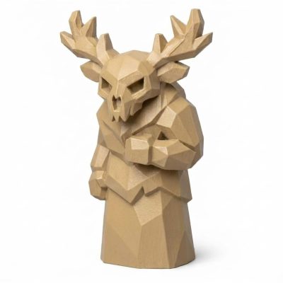 Wood Carved-Like Wendigo Figurine - Unique Desk Decor for Adults 3D Printed in Canada - 3D Printed in Canada (Classic Birch)