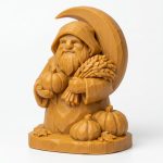 Wood Carved-Like Harvest Moon Figurine - Unique Desk Decor for Adults – 3D Printed in Canada - 3D Printed in Canada (Ochre Yellow)