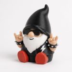Rock Gnome Collectible Figurine - Striking Black and White Design Featuring Spiked Accessories and Sunglasses for Unique Home or Office Decor - 3D Printed in Canada