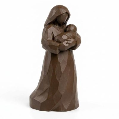 Wood Carved-Like Holding Figurine - Unique Desk Decor for Adults – 3D Printed in Canada - 3D Printed in Canada (Black Walnut)