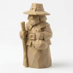 Wood Carved-Like Pilgrim Figurine - Rustic Desk Decor for Adults 3D Printed in Canada - 3D Printed in Canada (Classic Birch)