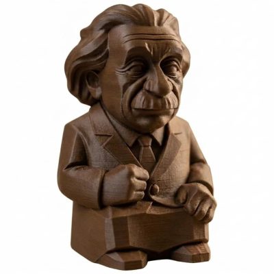 Wood Carved Albert Einstein Figurine in Black Walnut Finish - 3D Printed in Canada (Black Walnut)