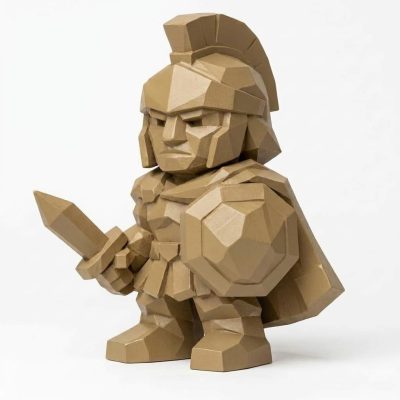 Wood Carved-Like Alexander the Great Figurine - Unique Desk Decor for Collectors 3D Printed in Canada - 3D Printed in Canada (Classic Birch)