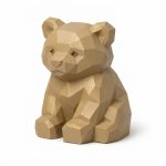 Wood Carved Bear Cub Collectible Figurine - Unique Desk Decor for Adults 3D Printed in Canada - 3D Printed in Canada (Classic Birch)