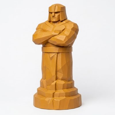 Wood Carved-Like Pillar of Strength Figurine in Ochre Yellow Finish - 3D Printed in Canada (Ochre Yellow)