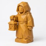 Wood Carved-Like Lamp at Dusk Figurine in Ochre Yellow Finish - 3D Printed in Canada (Ochre Yellow)